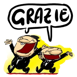 🙏 GRAZIE dziękuję, włoski, kreskówka, świętowanie, mężczyźni telegram sticker
