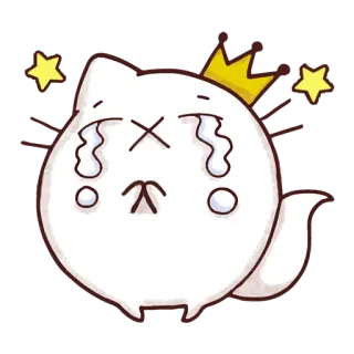 😿 cat, sad, crying, crown, cartoon whatsapp sticker