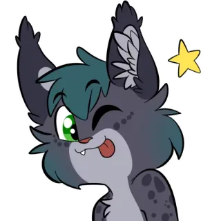 😜 gato, animal, dibujos animados, lindo, caprichoso, estrella whatsapp sticker