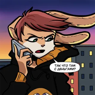 💰 ТАК ЧТО ТАМ С ДЕНЬГАМИ? wütend, Frage, Handy, Hase, Person, Hoodie telegram sticker