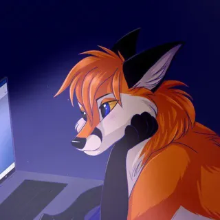 💻 Furry, Renard, Anthropomorphe, Animal, Ordinateur, Dessin, Cartoon telegram sticker