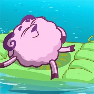 😎 ovelha, animal, desenho animado, rosa, feliz telegram sticker
