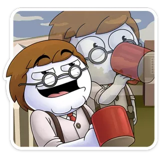 ☕️ dibujos animados, personaje, gafas, taza, gente, amistad whatsapp sticker