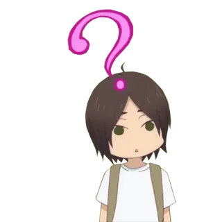 ❓ anime, boy, question mark, confused, cartoon, thinking whatsapp sticker
