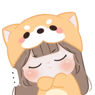 😼 menina, fofo, cachorro, moletom com capuz, desenho animado, sonolento telegram sticker