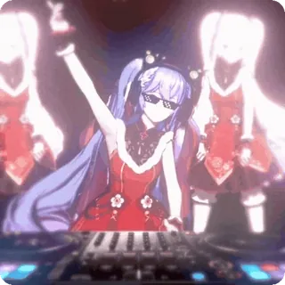 👋 dj, anime, okulary przeciwsłoneczne, muzyka, impreza, kreskówka, animacja telegram sticker