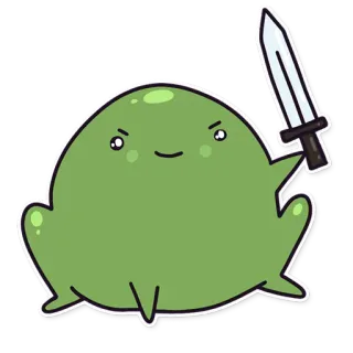 ⚔️ hijau, lendir, pedang, kartun, karakter, stiker whatsapp sticker