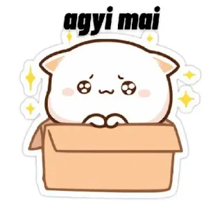 😁 agyi mai gato, mono, kawaii, caja whatsapp sticker