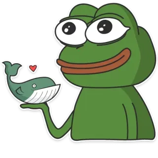 📎 Pepe the Frog Pepe, rana, ballena, amor, meme whatsapp sticker