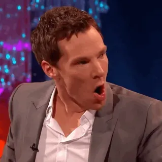 🥢 Benedict Cumberbatch, aktor, portret, zaskoczenie, otwarte usta, mężczyzna telegram sticker