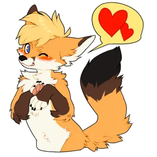 ❤️ zorro, animal, amor, corazones, lindo, dibujos animados, peludo telegram sticker