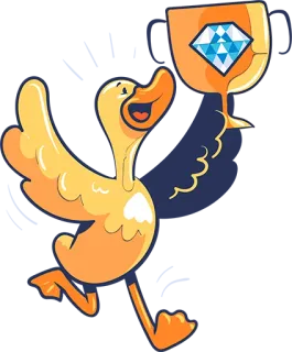 🏆 duck, trophy, cartoon, diamond, award, celebration whatsapp sticker