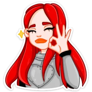 👌 mulher, garota, ruiva, ok, gesto, desenho animado whatsapp sticker