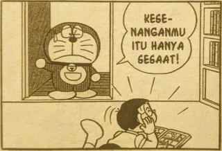💀 Doraemon KEGENANGANMU ITU HANYA SESAAT! doraemon, cartoon, anime, manga whatsapp sticker