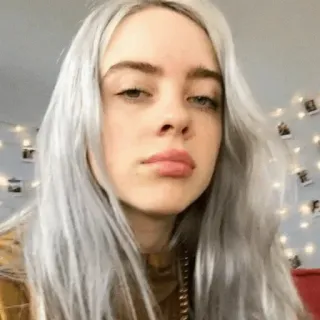 😐 Billie Eilish Billie Eilish, cantante, músico, celebridad, retrato telegram sticker