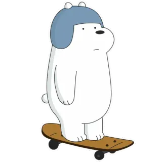 🛹 Ice Bear We Bare Bears мультфильм, белый медведь, скейтборд, медведь, животное telegram sticker