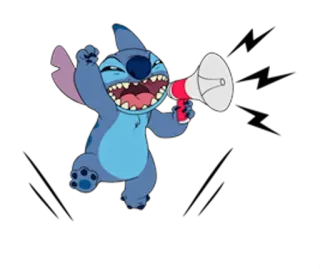 📢 Stitch Стич, Лило и Стич, Мегафон, Мультфильм, Инопланетянин, Синий whatsapp sticker