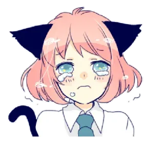 😢 Anime, Gatto, Ragazza, Pianto, Carino, Triste whatsapp sticker