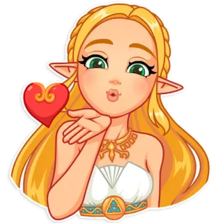 😘 Zelda The Legend of Zelda зельда, видеоигра, принцесса, поцелуй, сердце telegram sticker