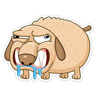 😎 cane, cartone animato, animale, scontroso, sbavando, arrabbiato whatsapp sticker