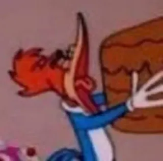🍰 Woody Woodpecker การ์ตูน, นก, นกหัวขวาน, เค้ก, ตลก telegram sticker