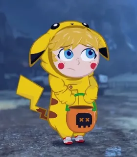 😕 pikachu, pokemon, costume, halloween, cartoon, child, cute telegram sticker