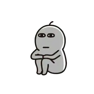 😔 cartoon, sad, sitting, character, gray telegram sticker