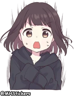 😱 @MHStickers стикер, аниме, девушка, удивлённая, мультфильм, милый telegram sticker