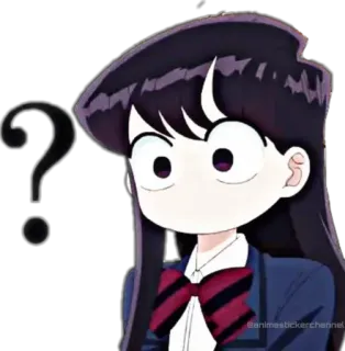 🤔 Komi Shouko Komi Can't Communicate anime, komi can't communicate, komi shouko, vraagteken, verward whatsapp sticker