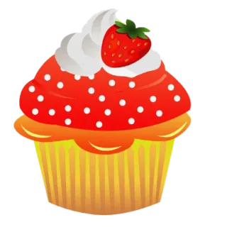 🧁 cupcake, fresa, postre, dulce, comida telegram sticker