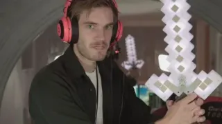 ⚔ PewDiePie PewDiePie, YouTube, gaming, streamer, Minecraft sword, internet personality telegram sticker