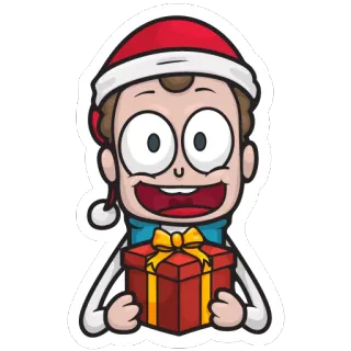 🎁 圣诞节, 礼物, 圣诞帽, 卡通, 节日, 礼物, 庆祝 telegram sticker