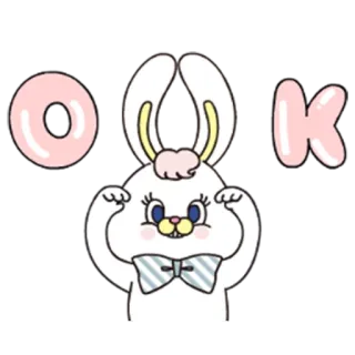 👌 OK kelinci, ok, persetujuan, imut, kartun, putih telegram sticker