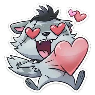 🥰 Cartoon, Katze, Herz, Liebe, Sticker telegram sticker