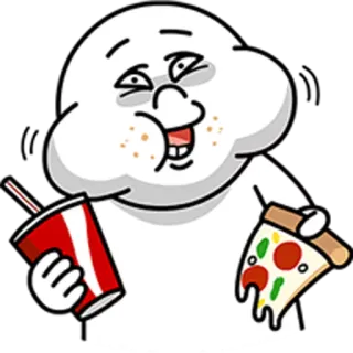 🍕 Cartone animato, Pizza, Soda, Cibo, Mangiare, Felice, Divertente telegram sticker