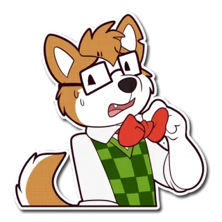 😰 Dibujos animados, Perro, Furry, Pajarita, Nervioso telegram sticker