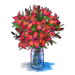 😂 flowers, bouquet, lilies, floral, vase telegram sticker