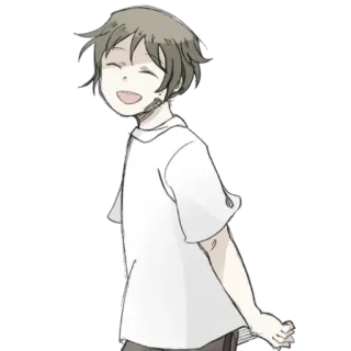 😄 anime, stiker, anak laki-laki, tersenyum whatsapp sticker