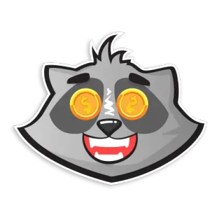 🤑 guaxinim, dinheiro, desenho animado, animal, riqueza, ganancioso, dólar telegram sticker