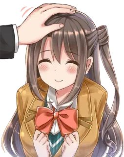 😊 anime, cartoon, schoolgirl, head pat, cute, illustration telegram sticker