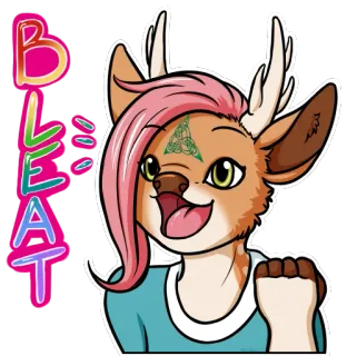 😄 BLEAT cervo, animale, corna, peloso, carino, cartone animato whatsapp sticker