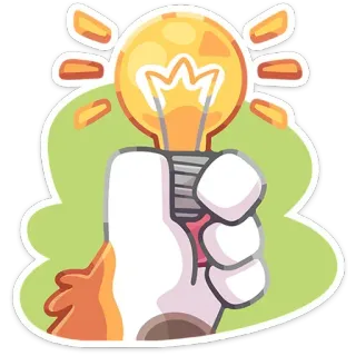 💡 żarówka, pomysł, ręka, koncepcja, innowacja telegram sticker