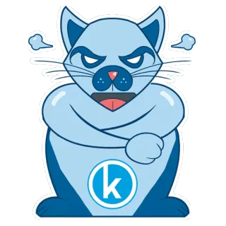 😤 cat, angry, sticker, cartoon, animal, blue, feline, illustration telegram sticker