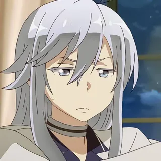 💎 Anime, Personagem, Cabelo Branco, Olhos Cinzentos, Entediado, Expressão, Fofo telegram sticker
