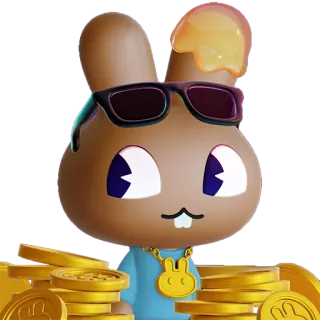 🐰 coelho, desenho animado, ouro, óculos de sol, fofo, kawaii, coelhinho telegram sticker