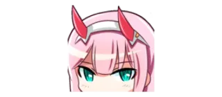👀 Zero Two Darling in the Franxx Anime, Mädchen, Hörner, pinke Haare, süß telegram sticker