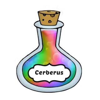 🐶 Cerberus potion, bottle, rainbow, magic, fantasy, cerberus telegram sticker