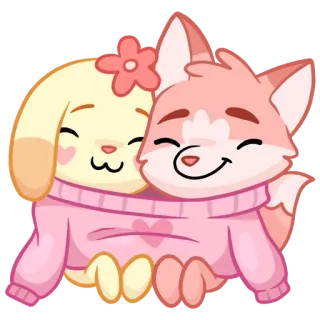 ❤️ coniglio, volpe, animali, maglione, carino, cartone animato telegram sticker