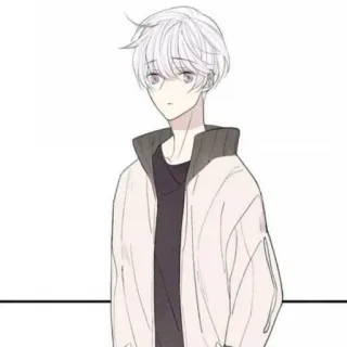 🥞 anime boy, white hair, cartoon, aesthetic, illustration, character telegram sticker