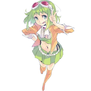 😋 Anime, Mädchen, Grüne Haare, Cartoon, Süß, Charakter telegram sticker